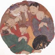 unknow artist The Seven Sleepers in the cave of Ephesus with their dog Sweden oil painting artist